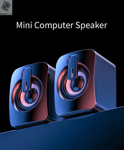 Computer Speakers PC Sound Box HIFI Stereo Microphone USB Wired Caixa De Som with LED Light For Desktop Computer Ai-TechWorld 