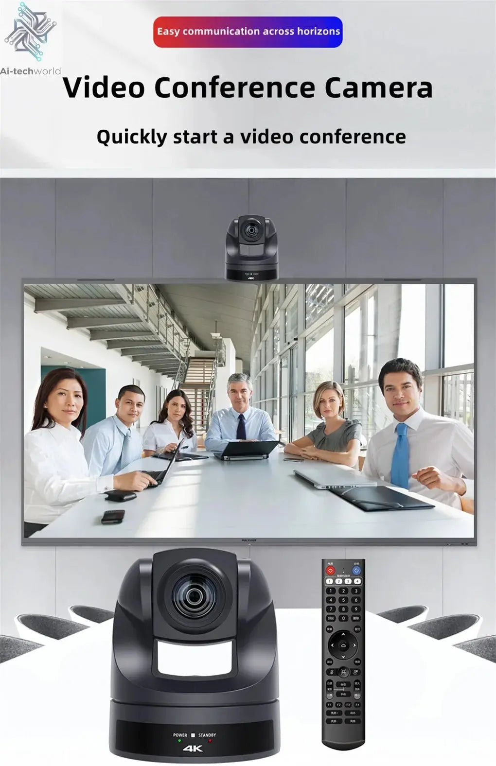 Conference Camera PTZ Video 4K/1080P AI Tracking 30/60fps USB3.0 HDMI LAN POE/USB 20/10X For Educate Live Business Meet Medicine - Ai - TechWorld