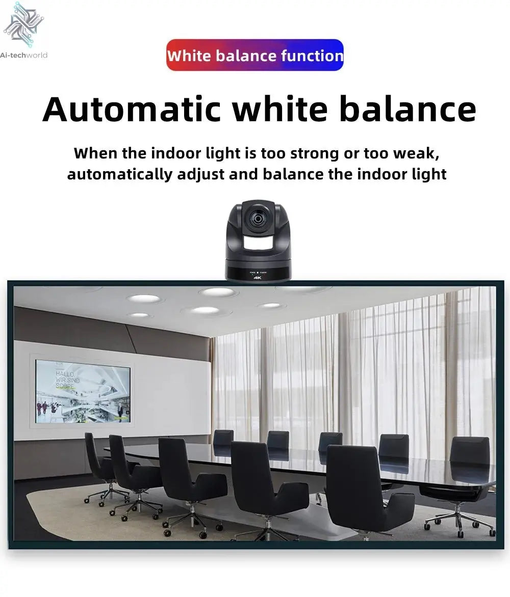 Conference Camera PTZ Video 4K/1080P AI Tracking 30/60fps USB3.0 HDMI LAN POE/USB 20/10X For Educate Live Business Meet Medicine - Ai - TechWorld