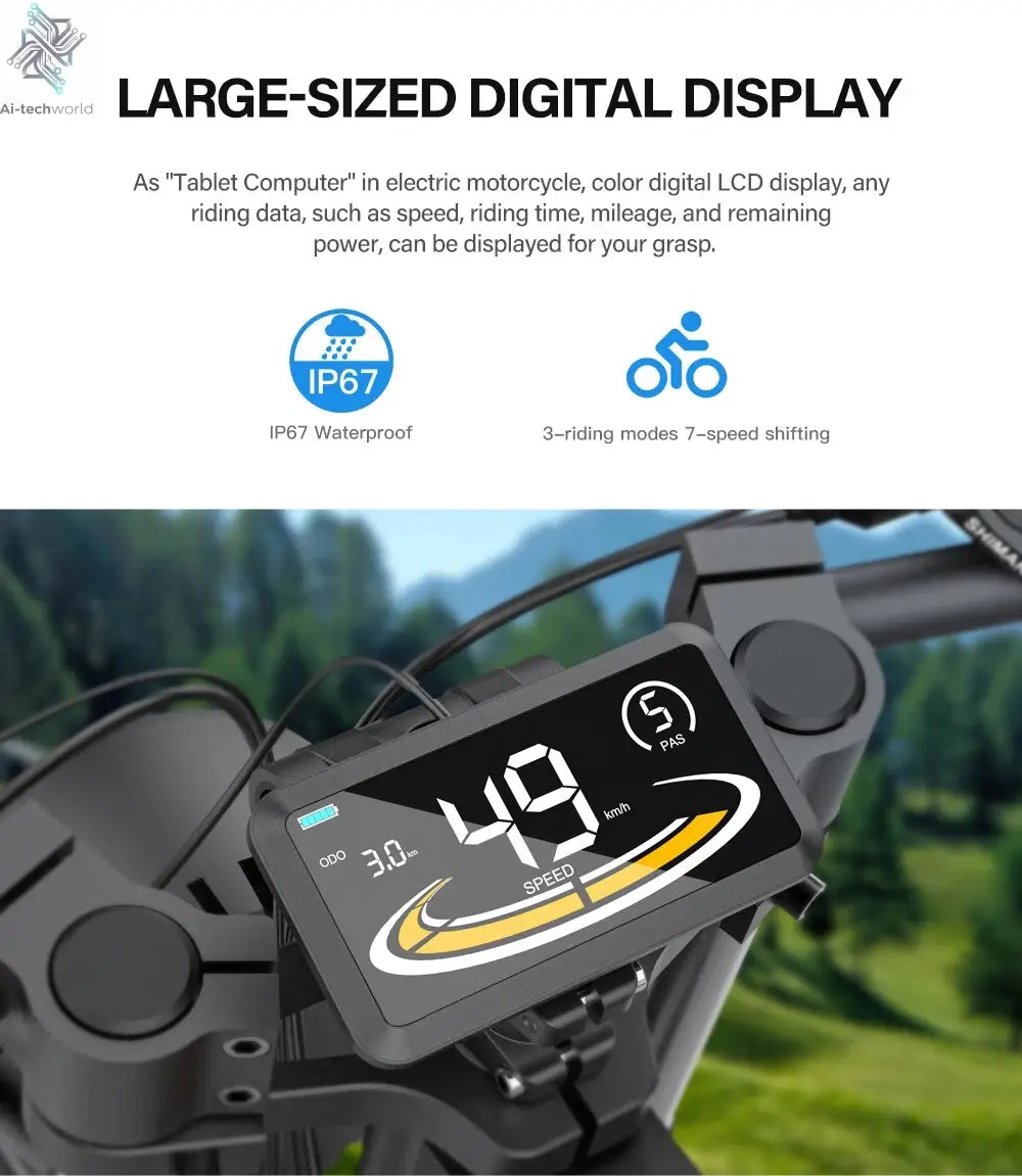 Coswheel Electric bike for Adult 2000W 60V Off-Road Motorcycle Mountain Bikes 20Inch Electric bike Fatbike Motorcycles ebike Ai-TechWorld 