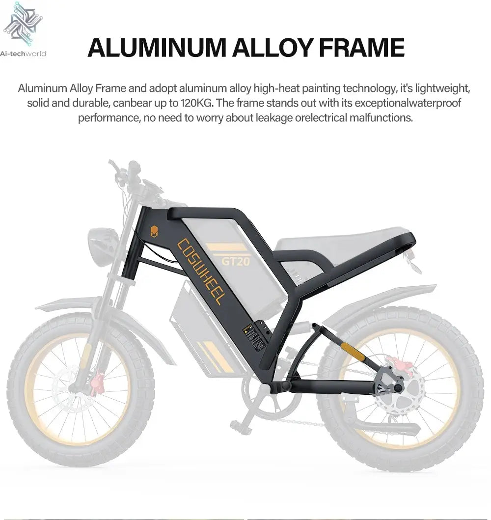 Coswheel Electric bike for Adult 2000W 60V Off-Road Motorcycle Mountain Bikes 20Inch Electric bike Fatbike Motorcycles ebike Ai-TechWorld 