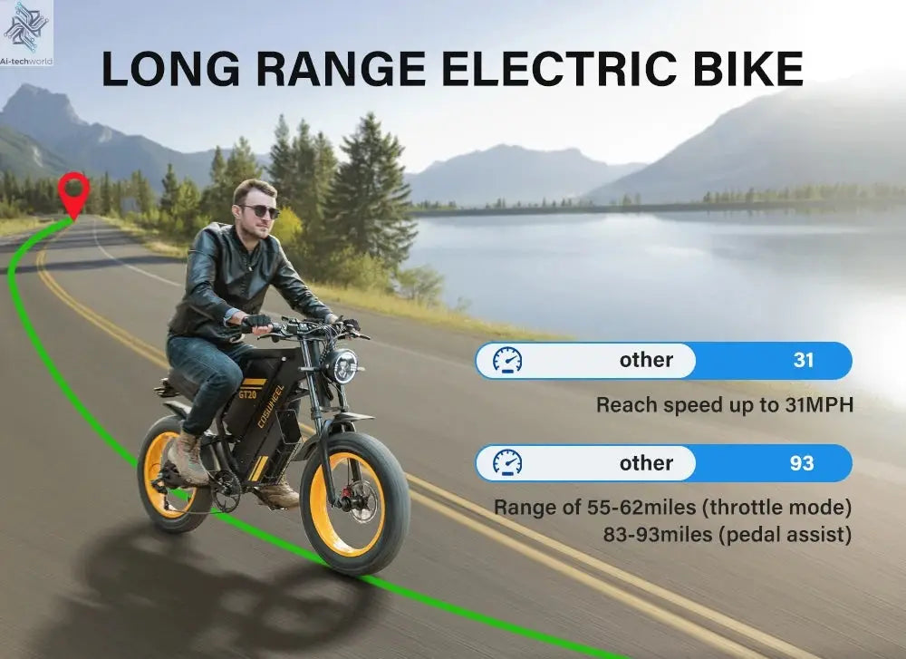 Coswheel Electric bike for Adult 2000W 60V Off-Road Motorcycle Mountain Bikes 20Inch Electric bike Fatbike Motorcycles ebike Ai-TechWorld 
