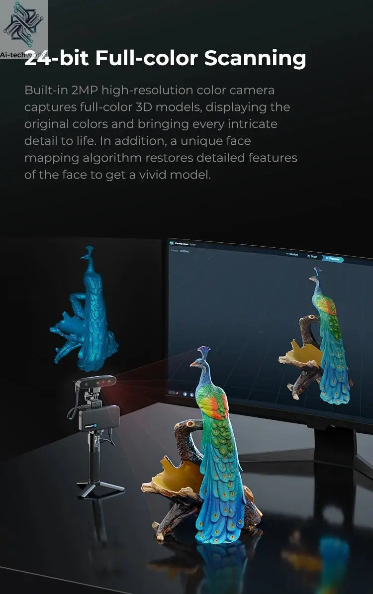 Creality 3D Scanner CR-Scan Ferret Pro Handheld Anti-shake Tracking WiFi6 24-bit full-color Wireless Scanning 0.1mm Accuracy Ai-TechWorld