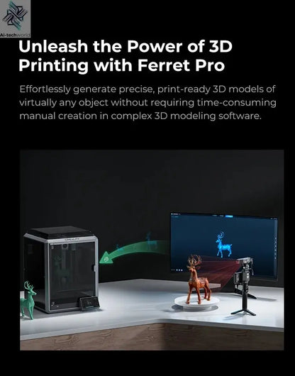Creality 3D Scanner CR-Scan Ferret Pro Handheld Anti-shake Tracking WiFi6 24-bit full-color Wireless Scanning 0.1mm Accuracy Ai-TechWorld