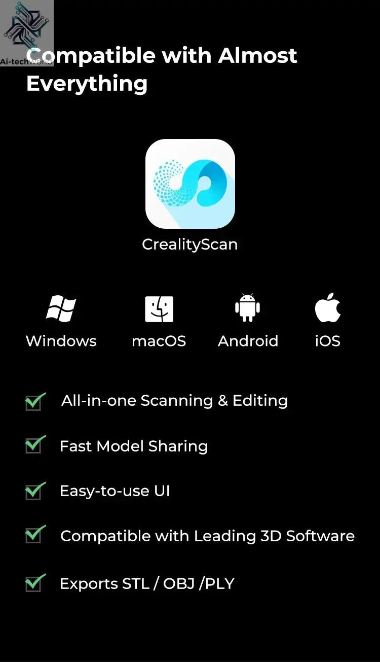 Creality 3D Scanner CR-Scan Ferret Pro Handheld Anti-shake Tracking WiFi6 24-bit full-color Wireless Scanning 0.1mm Accuracy Ai-TechWorld