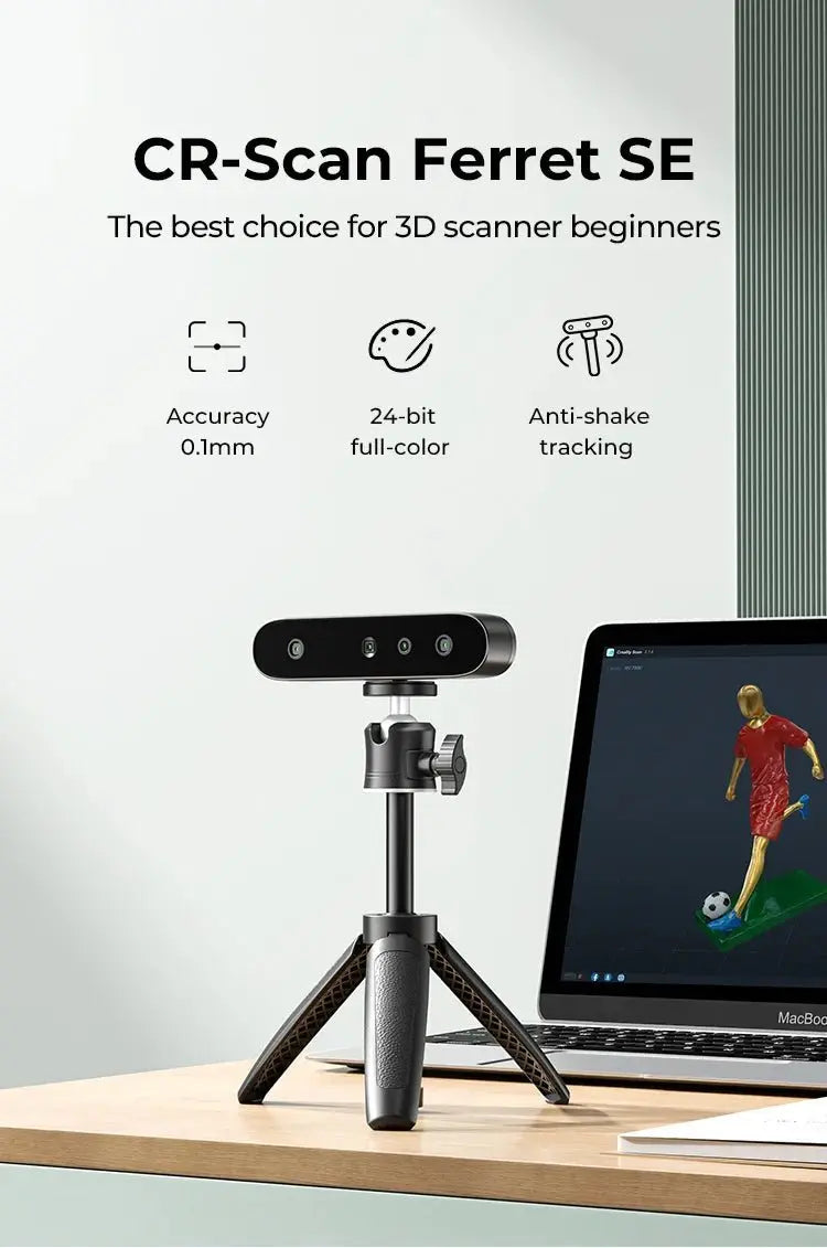 Creality CR-Scan Ferret SE 3D Scanner Anti-Shake Tracking 24-Bit Full Color Up to 0.05mm 30fps Scanning Speed 150-2000mm Ai-TechWorld