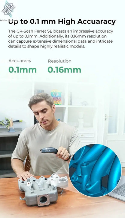 Creality CR-Scan Ferret SE 3D Scanner Anti-Shake Tracking 24-Bit Full Color Up to 0.05mm 30fps Scanning Speed 150-2000mm Ai-TechWorld