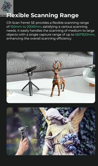 Creality CR-Scan Ferret SE 3D Scanner Anti-Shake Tracking 24-Bit Full Color Up to 0.05mm 30fps Scanning Speed 150-2000mm Ai-TechWorld