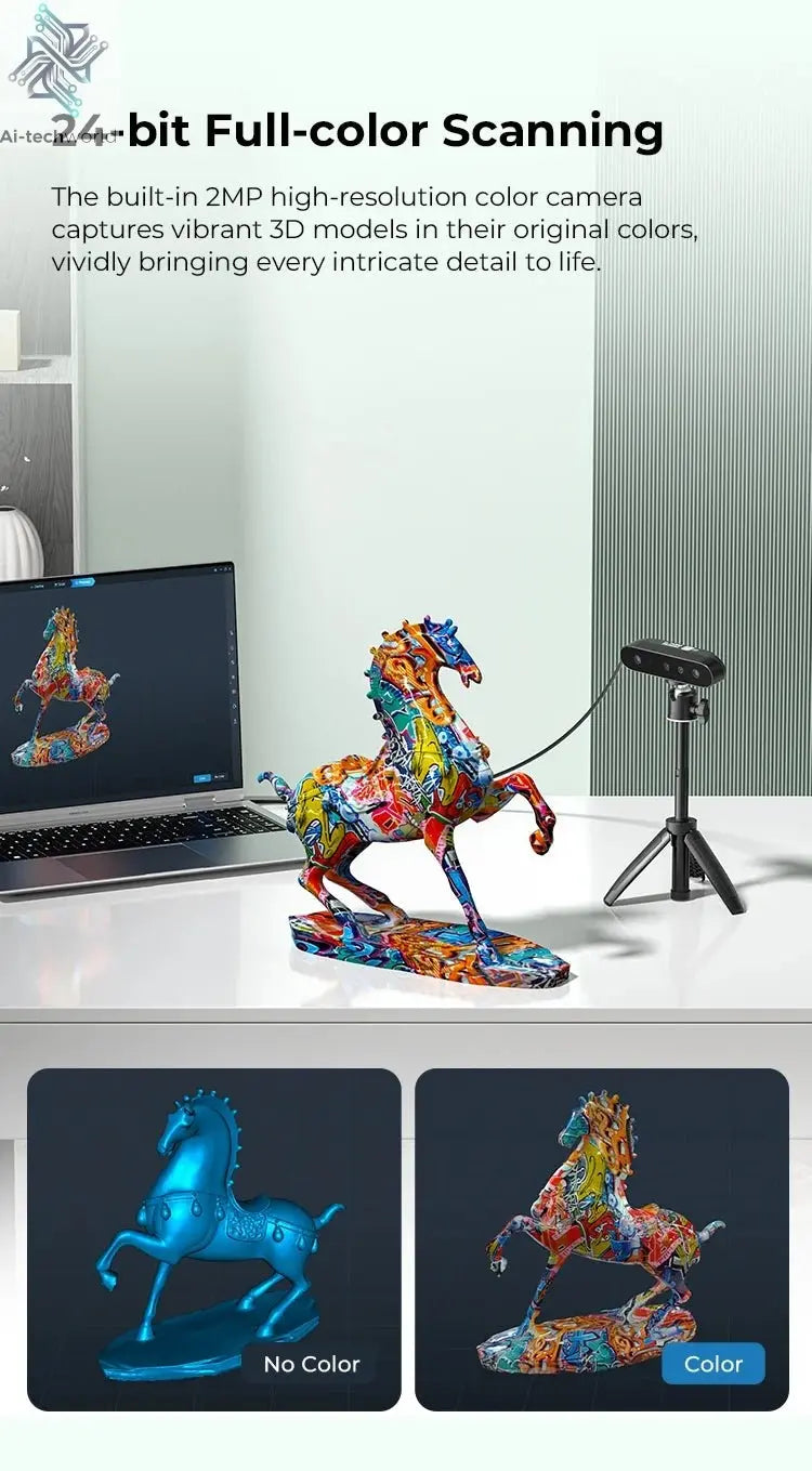 Creality CR-Scan Ferret SE 3D Scanner Anti-Shake Tracking 24-Bit Full Color Up to 0.05mm 30fps Scanning Speed 150-2000mm Ai-TechWorld