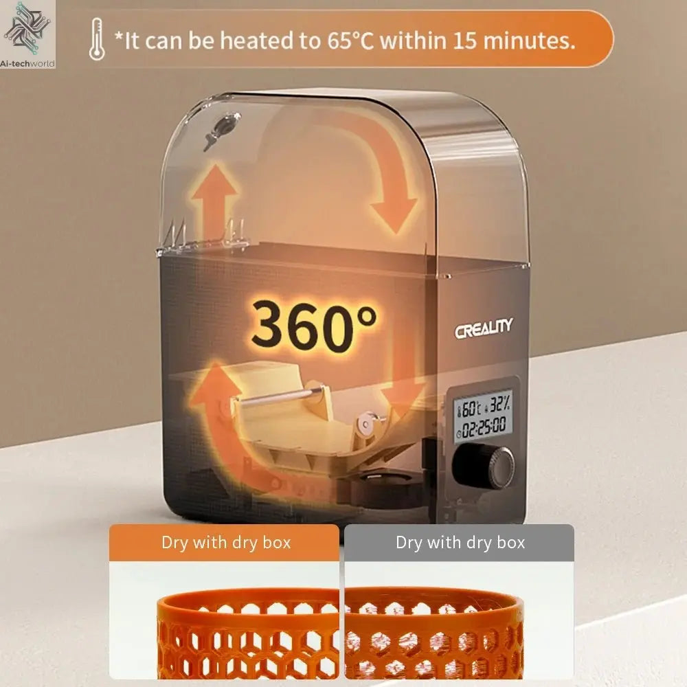 Creality Filament Dryer Upgrade Fan Filament Dry Box 1KG PLA PETG ABS TPU Filaments Dehydrator Storage Box Filament Spool Holder Ai-TechWorld