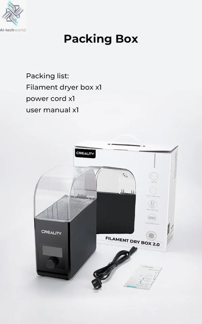 Creality Filament Dryer Upgrade Fan Filament Dry Box 1KG PLA PETG ABS TPU Filaments Dehydrator Storage Box Filament Spool Holder Ai-TechWorld