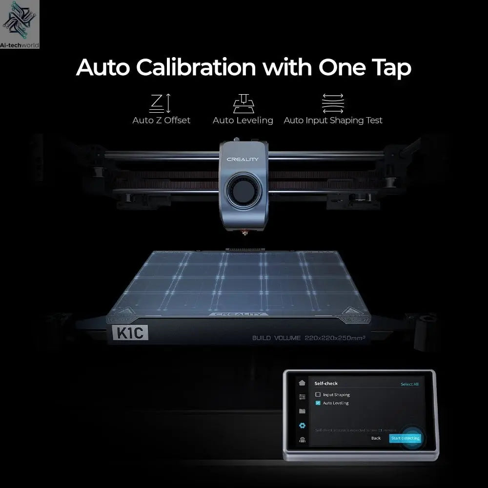 Creality K1C 3D Printer 600mm/s Auto Leveling Robust Direct Extruder Tri-High Speed Printing Upgrade K1 with AI Camera Printer Ai-TechWorld