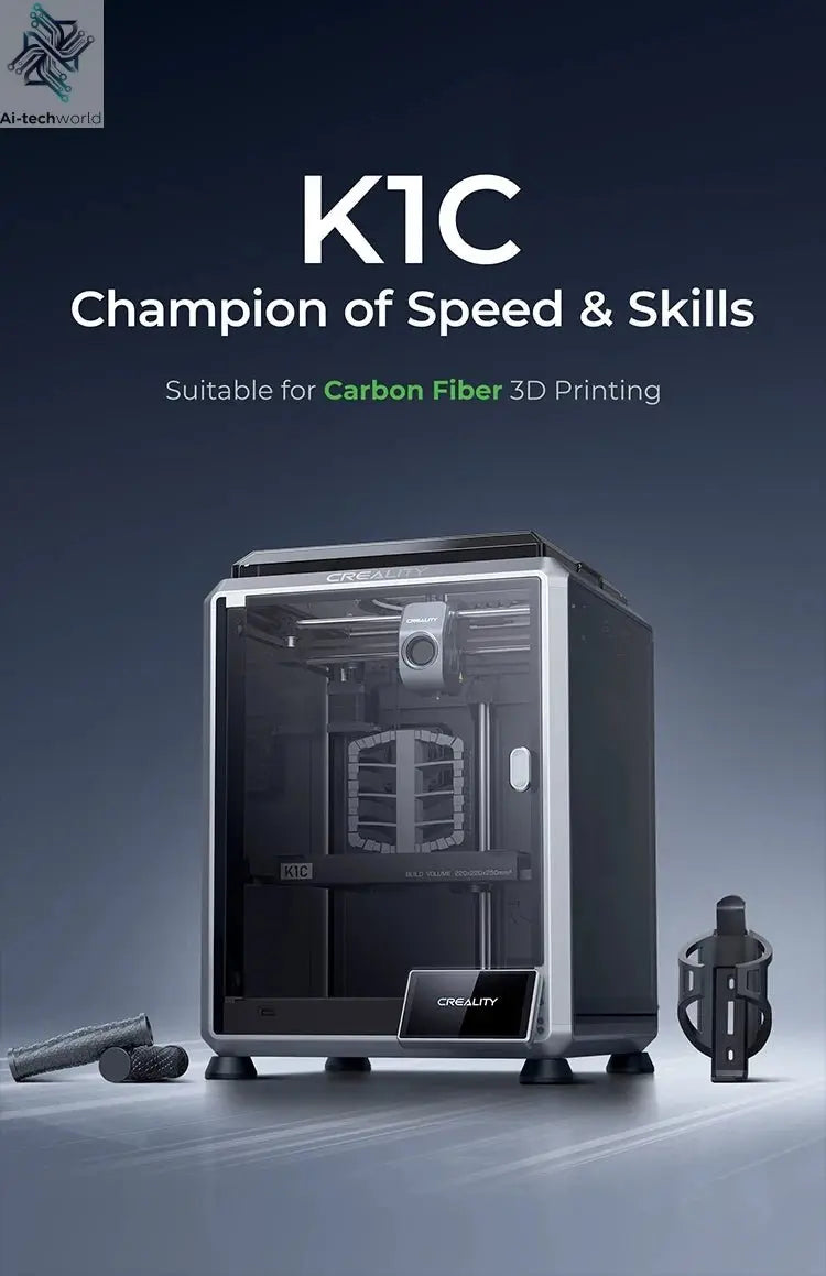 Creality K1C 3D Printer 600mm/s Auto Leveling Robust Direct Extruder Tri-High Speed Printing Upgrade K1 with AI Camera Printer Ai-TechWorld