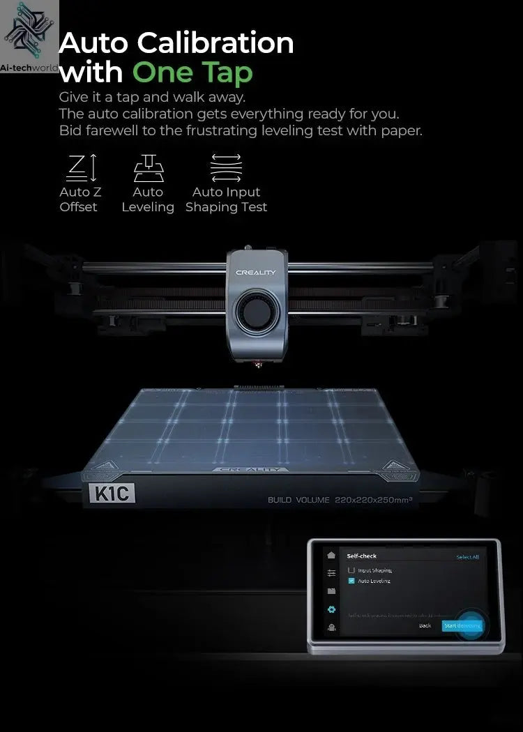 Creality K1C 3D Printer 600mm/s Auto Leveling Robust Direct Extruder Tri-High Speed Printing Upgrade K1 with AI Camera Printer Ai-TechWorld