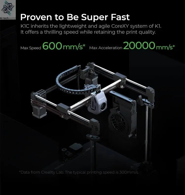 Creality K1C 3D Printer 600mm/s Auto Leveling Robust Direct Extruder Tri-High Speed Printing Upgrade K1 with AI Camera Printer Ai-TechWorld