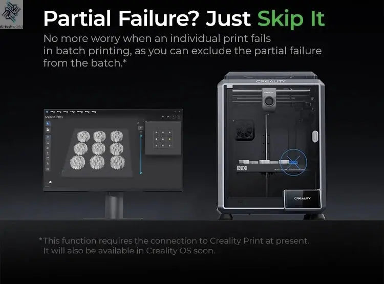 Creality K1C 3D Printer 600mm/s Auto Leveling Robust Direct Extruder Tri-High Speed Printing Upgrade K1 with AI Camera Printer Ai-TechWorld