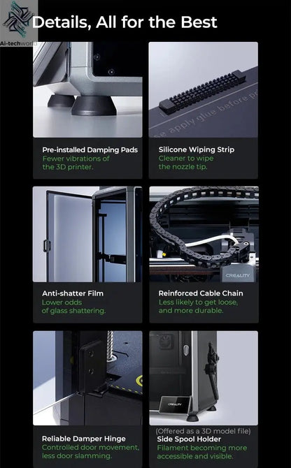 Creality K1C 3D Printer 600mm/s Auto Leveling Robust Direct Extruder Tri-High Speed Printing Upgrade K1 with AI Camera Printer Ai-TechWorld