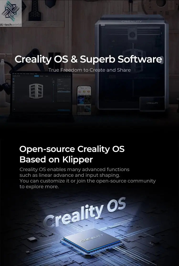 Creality K1C 3D Printer 600mm/s Auto Leveling Robust Direct Extruder Tri-High Speed Printing Upgrade K1 with AI Camera Printer Ai-TechWorld