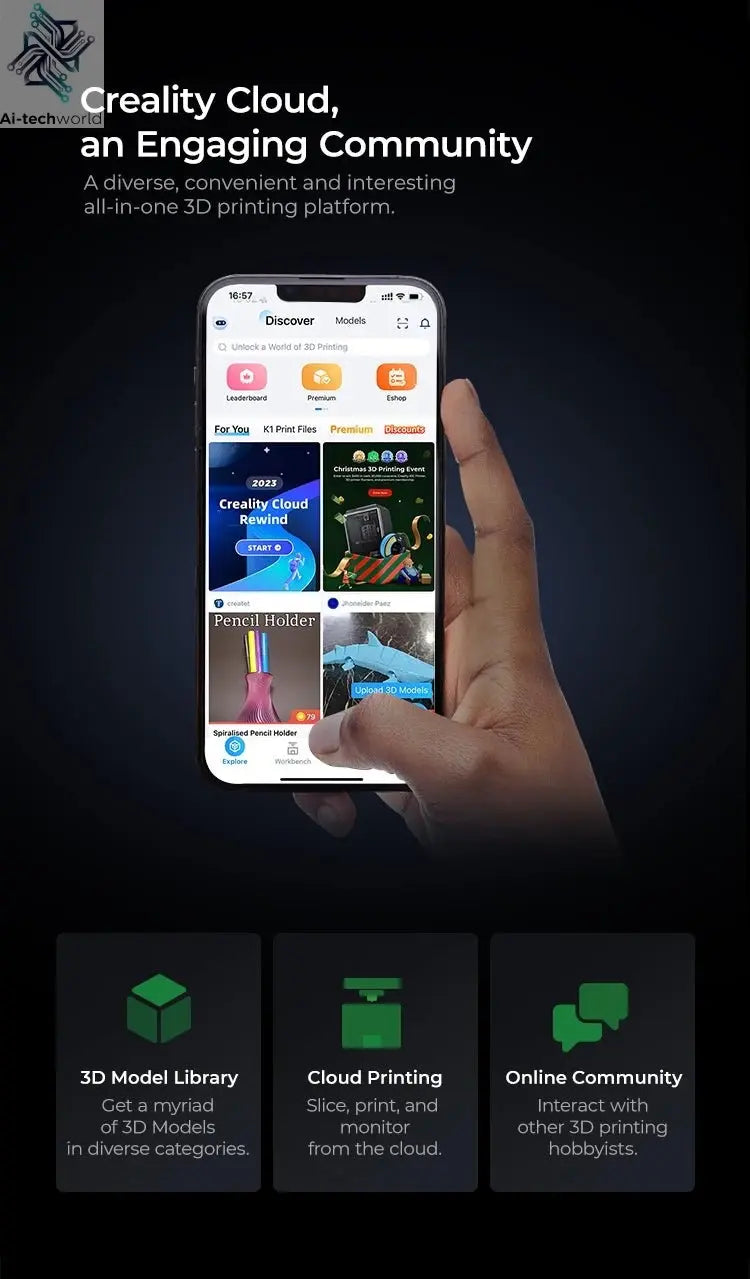 Creality K1C 3D Printer 600mm/s Auto Leveling Robust Direct Extruder Tri-High Speed Printing Upgrade K1 with AI Camera Printer Ai-TechWorld