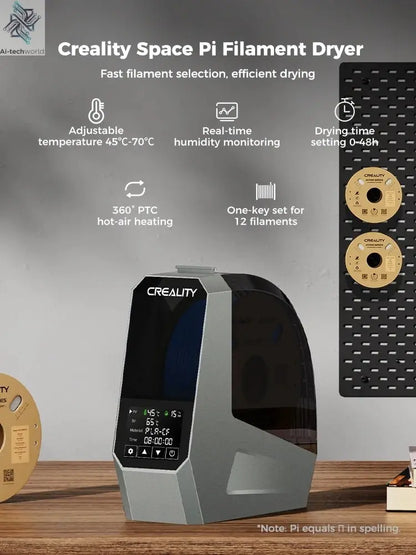 Creality Space Pi Filament Dryer Real-time Humidity&temperature Monitoring 1kg 3D Printer Filament Dryer Box Storage Holder Ai-TechWorld