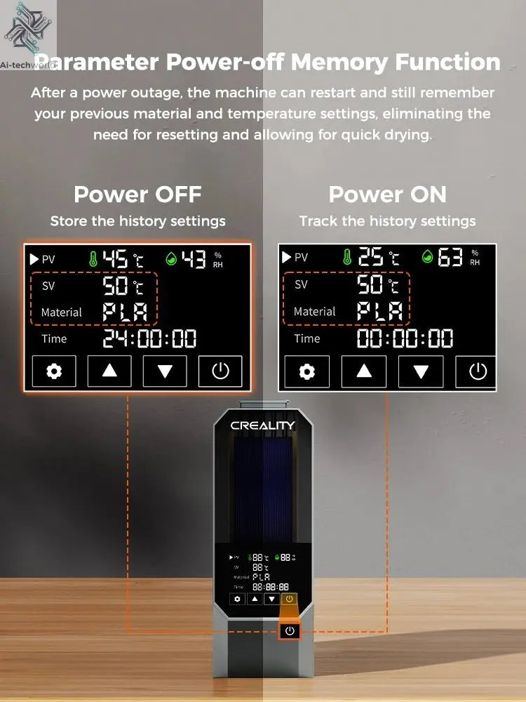 Creality Space Pi Filament Dryer Real-time Humidity&temperature Monitoring 1kg 3D Printer Filament Dryer Box Storage Holder Ai-TechWorld
