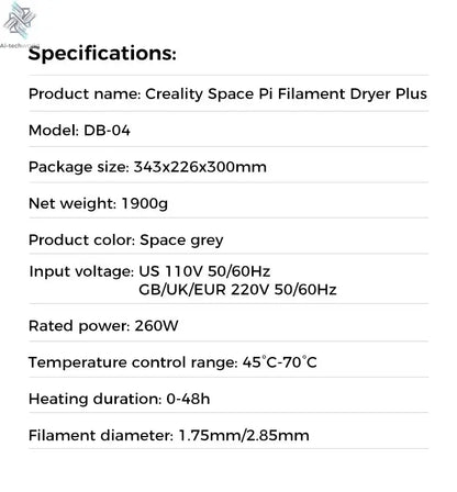 Creality Space Pi Filament Dryer & Drying Box - 2 Rolls Dehydrator for 2KG Filament Ai-TechWorld