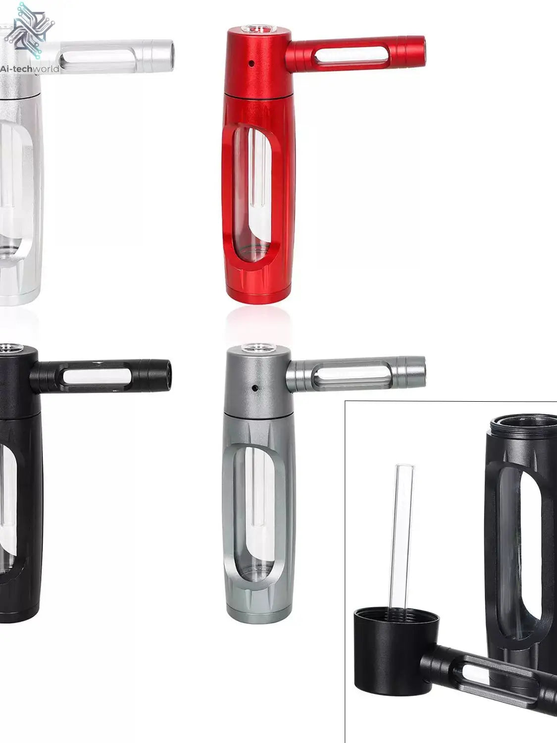 Cross-Border New Arrival Hammer-Shaped Aluminum Alloy Pipe Portable Metal Glass Tobacco Pipe Removable Easy to Clean Pipe Ai-TechWorld 