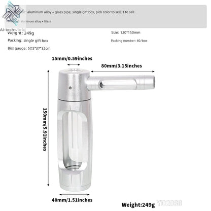 Cross-Border New Arrival Hammer-Shaped Aluminum Alloy Pipe Portable Metal Glass Tobacco Pipe Removable Easy to Clean Pipe Ai-TechWorld 