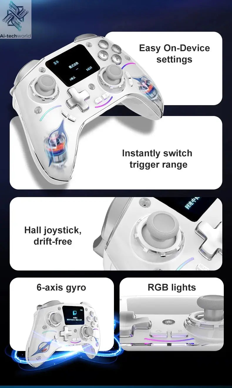 Cross-border Gaming Controller with 2-inch Smart Interactive Screen for PC, Switch, PS4, Android, HarmonyOS, and iOS Streaming Ai-TechWorld 
