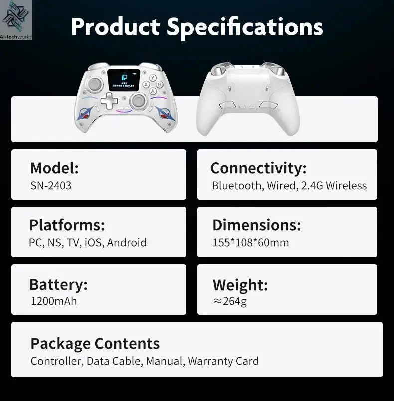 Cross-border Gaming Controller with 2-inch Smart Interactive Screen for PC, Switch, PS4, Android, HarmonyOS, and iOS Streaming Ai-TechWorld 