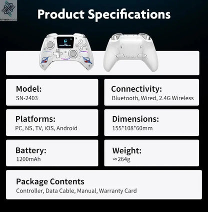 Cross-border Gaming Controller with 2-inch Smart Interactive Screen for PC, Switch, PS4, Android, HarmonyOS, and iOS Streaming Ai-TechWorld 