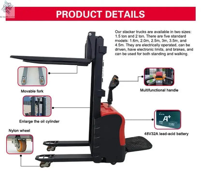 Customized Hot sale warehouse portable stacker 3-6m lift low price electric stacker 1ton 2ton 3ton fully electric pallet Ai-TechWorld 