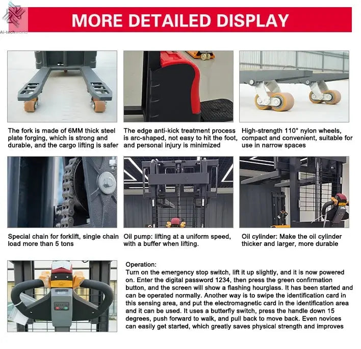 Customized Hot sale warehouse portable stacker 3-6m lift low price electric stacker 1ton 2ton 3ton fully electric pallet Ai-TechWorld 