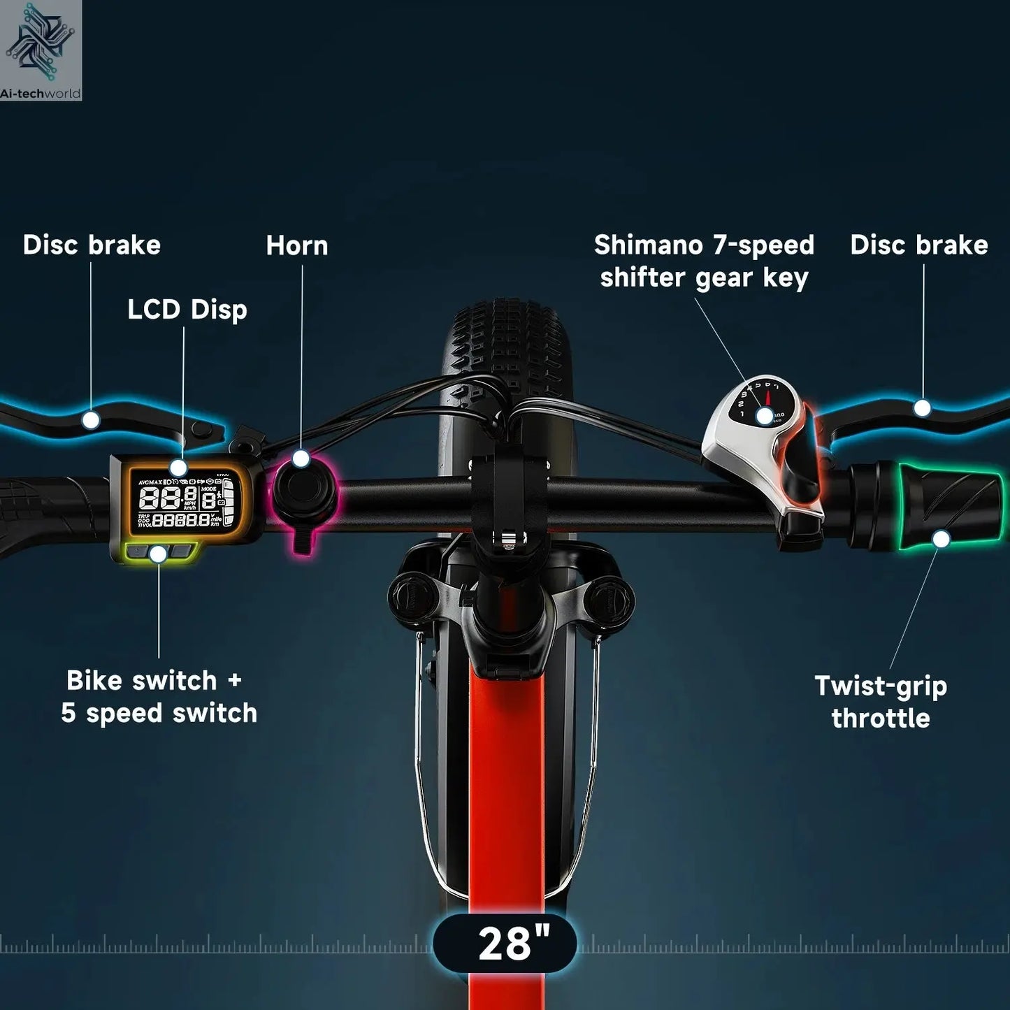 Cybervelo EK4 Folding Electric Bike, 48V 960WH Large Removable Battery E-Bike, 30+MPH, 80 Miles Max Range, 20" FatTire for Adult Ai-TechWorld 