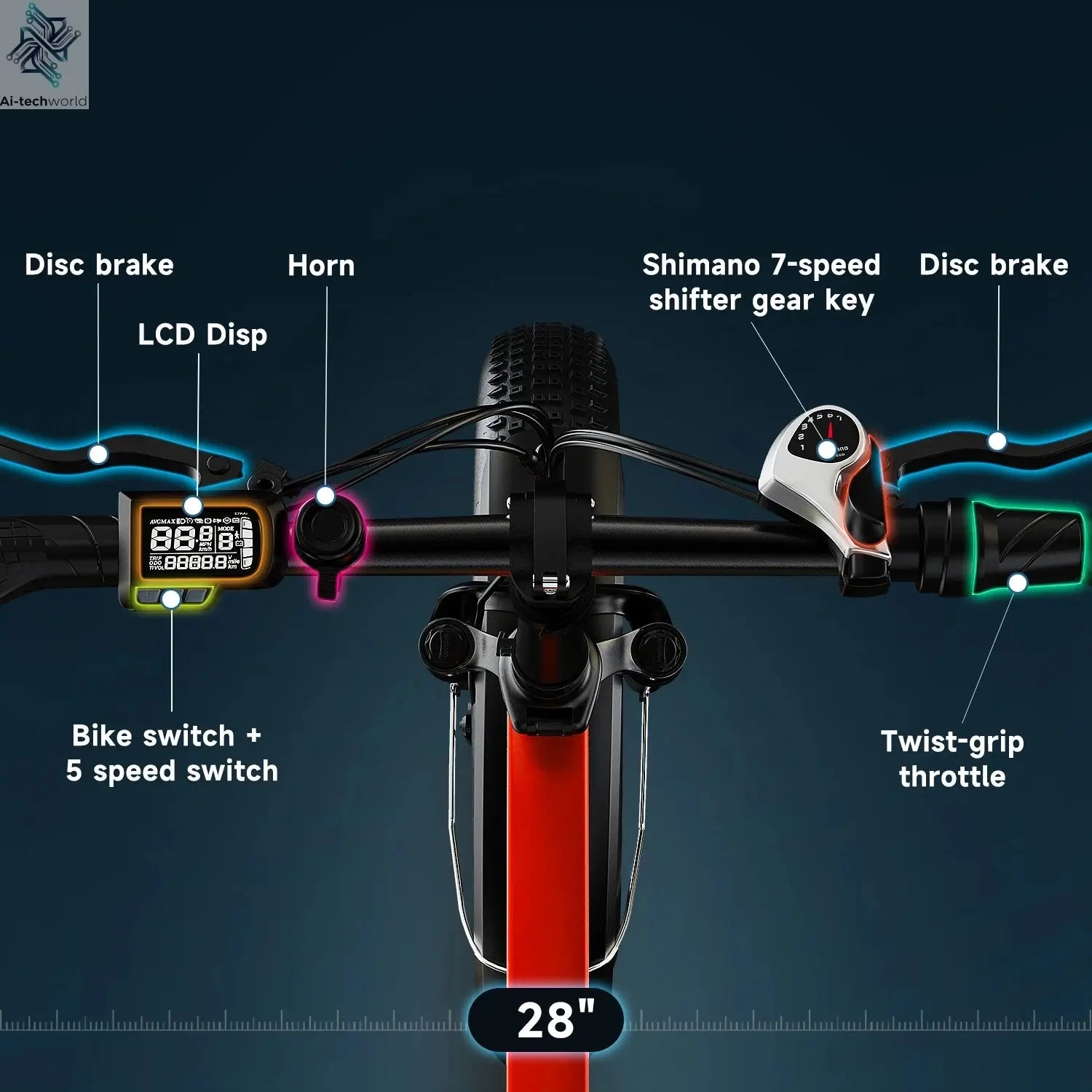 Cybervelo EK4 Folding Electric Bike, 48V 960WH Large Removable Battery E-Bike, 30+MPH, 80 Miles Max Range, 20" FatTire for Adult Ai-TechWorld 