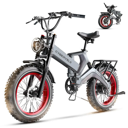 Cybervelo EK6 20” Fat Tire 2000W Peak Motor Luxury Foldable ebike,48V Removable Battery E Bicycle, 35+ MPH 100+Miles Long Range - Ai-TechWorld