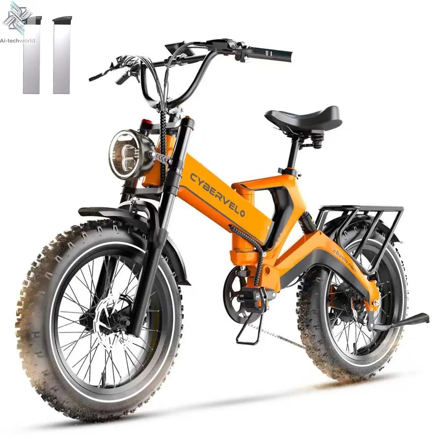 Cybervelo EK6 20” Fat Tire 2000W Peak Motor Luxury Foldable ebike,48V Removable Battery E Bicycle, 35+ MPH 100+Miles Long Range - Ai-TechWorld