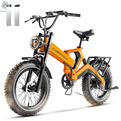 Cybervelo EK6 20” Fat Tire 2000W Peak Motor Luxury Foldable ebike,48V Removable Battery E Bicycle, 35+ MPH 100+Miles Long Range - Ai-TechWorld