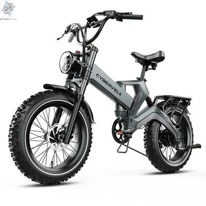 Cybervelo EK6 20” Fat Tire 2000W Peak Motor Luxury Foldable ebike,48V Removable Battery E Bicycle, 35+ MPH 100+Miles Long Range - Ai-TechWorld