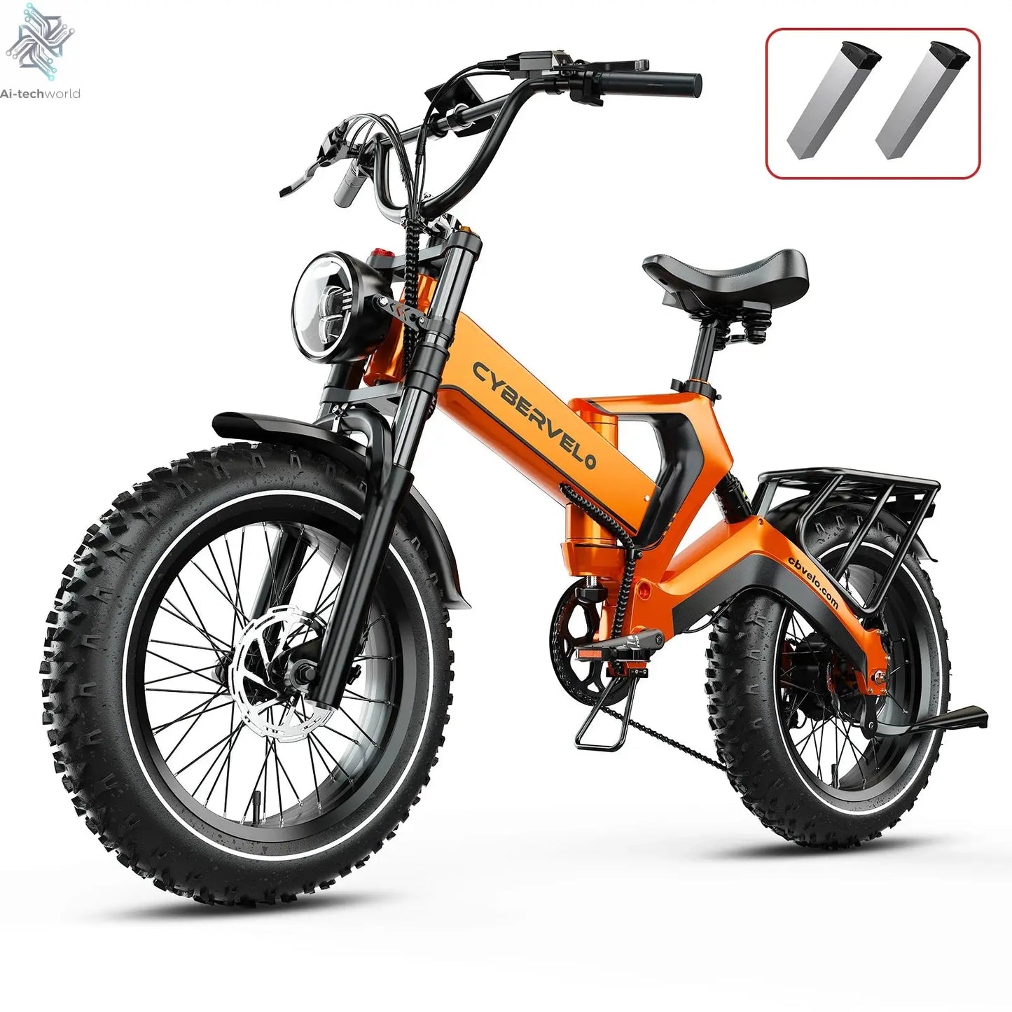 Cybervelo EK6 20” Fat Tire 2000W Peak Motor Luxury Foldable ebike,48V Removable Battery E Bicycle, 35+ MPH 100+Miles Long Range - Ai-TechWorld
