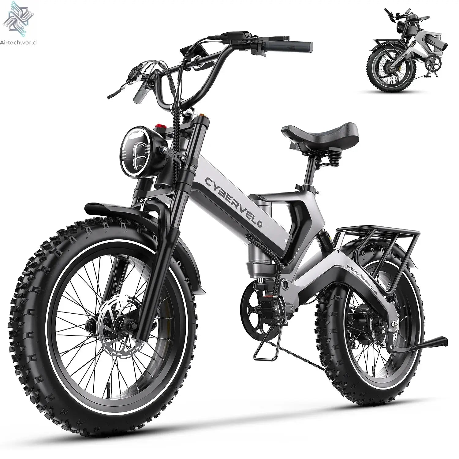 Cybervelo EK6 20” Fat Tire 2000W Peak Motor Luxury Foldable ebike,48V Removable Battery E Bicycle, 35+ MPH 100+Miles Long Range - Ai-TechWorld