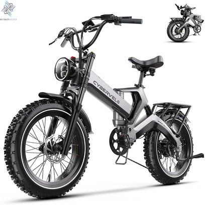 Cybervelo EK6 20” Fat Tire 2000W Peak Motor Luxury Foldable ebike,48V Removable Battery E Bicycle, 35+ MPH 100+Miles Long Range - Ai-TechWorld