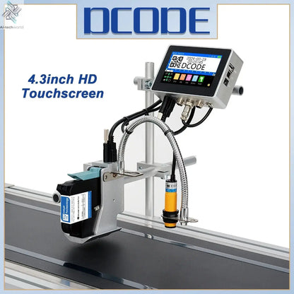 DCODE 130PLUS Industrial Online Inkjet Printer 12.7/25.4mm Nozzle with 4.3inch Screen QR Barcode Batch Number Logo Date Printer Ai-TechWorld