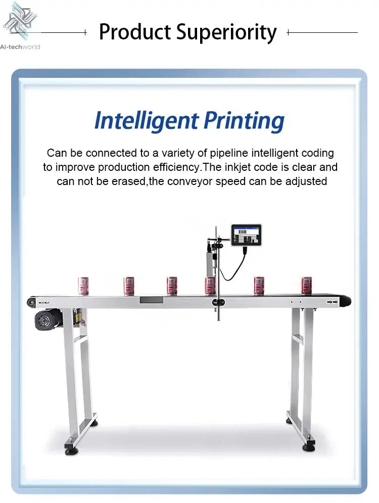 DCODE 130PLUS Industrial Online Inkjet Printer 12.7/25.4mm Nozzle with 4.3inch Screen QR Barcode Batch Number Logo Date Printer Ai-TechWorld