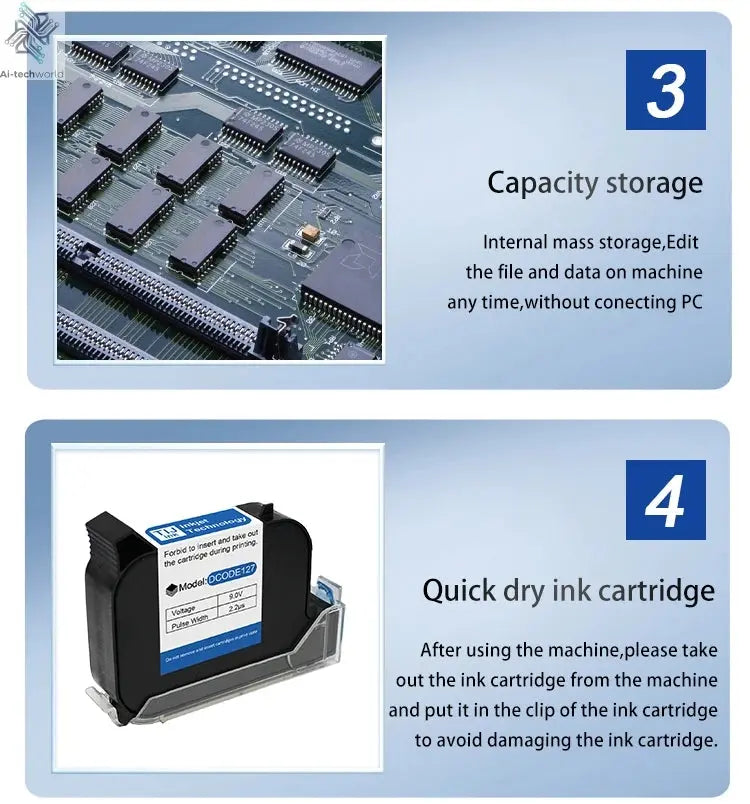 DCODE 130PLUS Industrial Online Inkjet Printer 12.7/25.4mm Nozzle with 4.3inch Screen QR Barcode Batch Number Logo Date Printer Ai-TechWorld