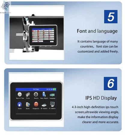DCODE 130PLUS Industrial Online Inkjet Printer 12.7/25.4mm Nozzle with 4.3inch Screen QR Barcode Batch Number Logo Date Printer Ai-TechWorld