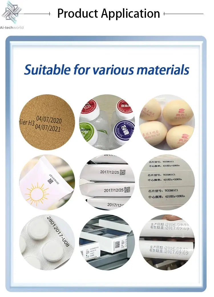 DCODE 130PLUS Industrial Online Inkjet Printer 12.7/25.4mm Nozzle with 4.3inch Screen QR Barcode Batch Number Logo Date Printer Ai-TechWorld