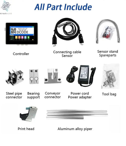 DCODE 130PLUS Industrial Online Inkjet Printer 12.7/25.4mm Nozzle with 4.3inch Screen QR Barcode Batch Number Logo Date Printer Ai-TechWorld