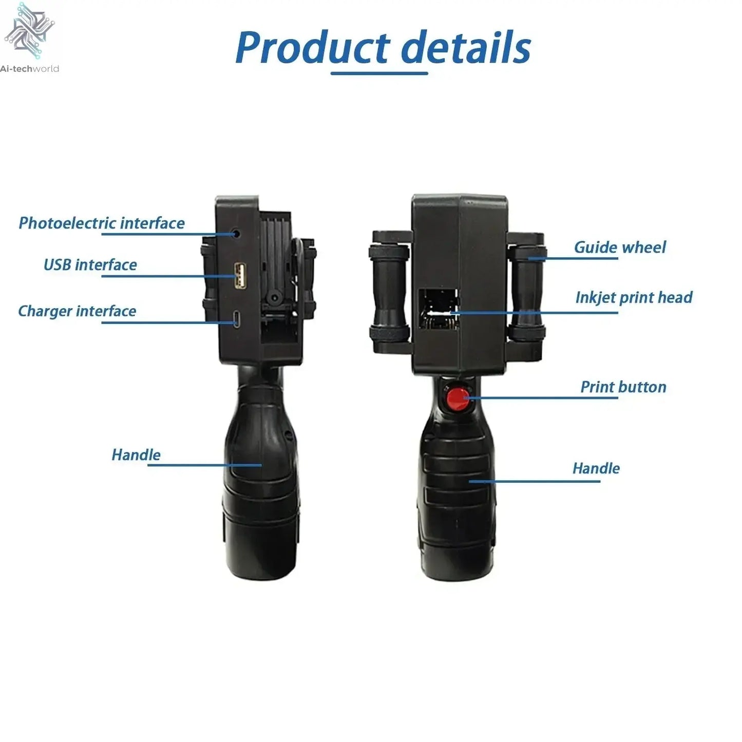 DCODE 1755PLUS 12.7mm Portable Printers Handheld Inkjet Printer Text QR Barcode Batch Number Logo Image Date Printing Machine Ai-TechWorld