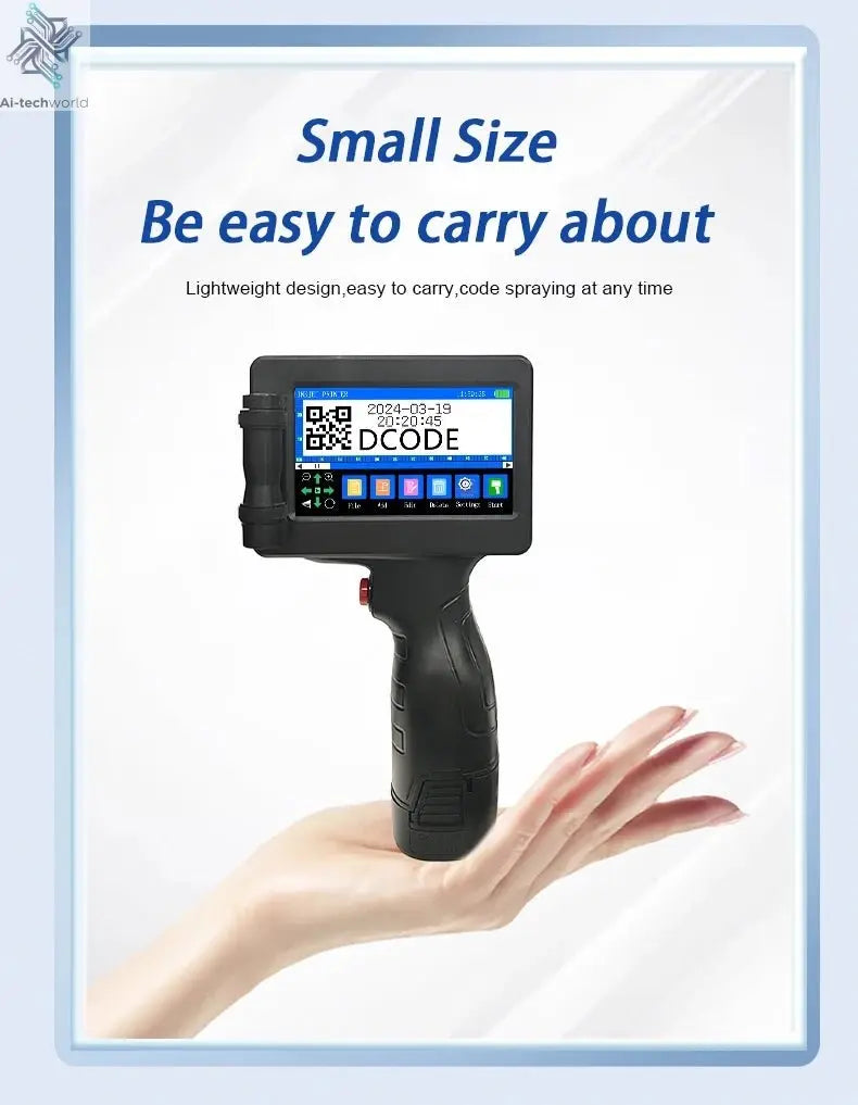 DCODE 1755PLUS 12.7mm Portable Printers Handheld Inkjet Printer Text QR Barcode Batch Number Logo Image Date Printing Machine Ai-TechWorld